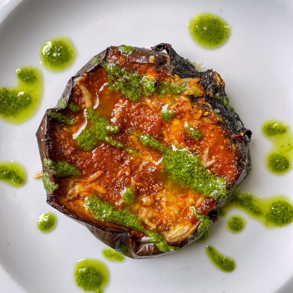 melanzana con emulsione di pomodoro Melanzana con emulsione di pomodoro